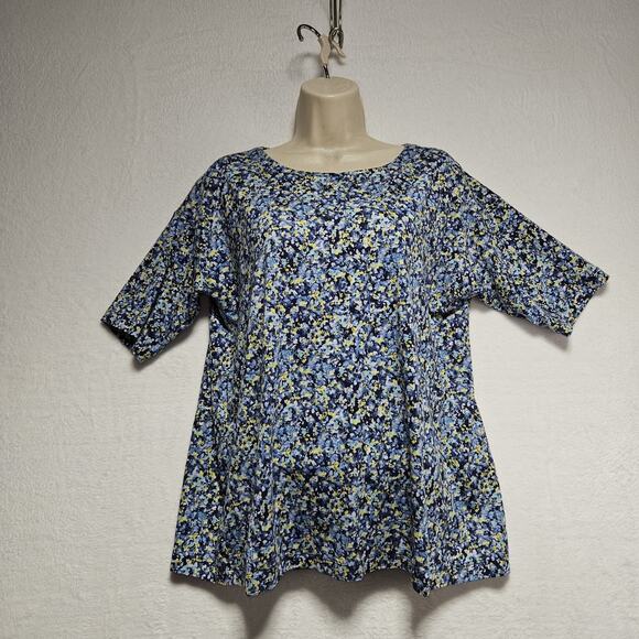 J Jill Womens SZ M Luxe Supima Tee Ditzy Floral Cottagecore Feminine Classic - Picture 2 of 7
